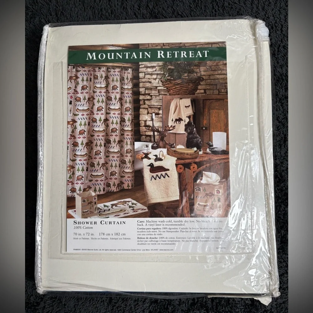 NEW in Package Bacova Mountain Retreat Single Panel Shower Curtain-70” x 72”
